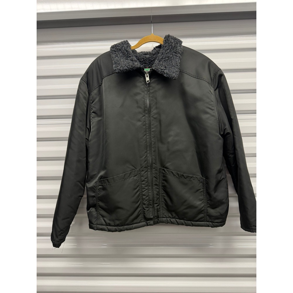 Spiewak Golden Fleece Mens Black Nylon Flight Jacket Shearling Lined